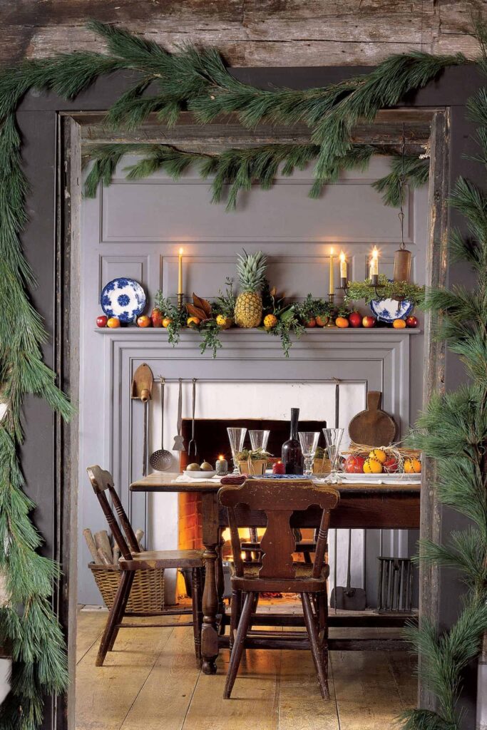 mantel-with-fruit-Country-Home