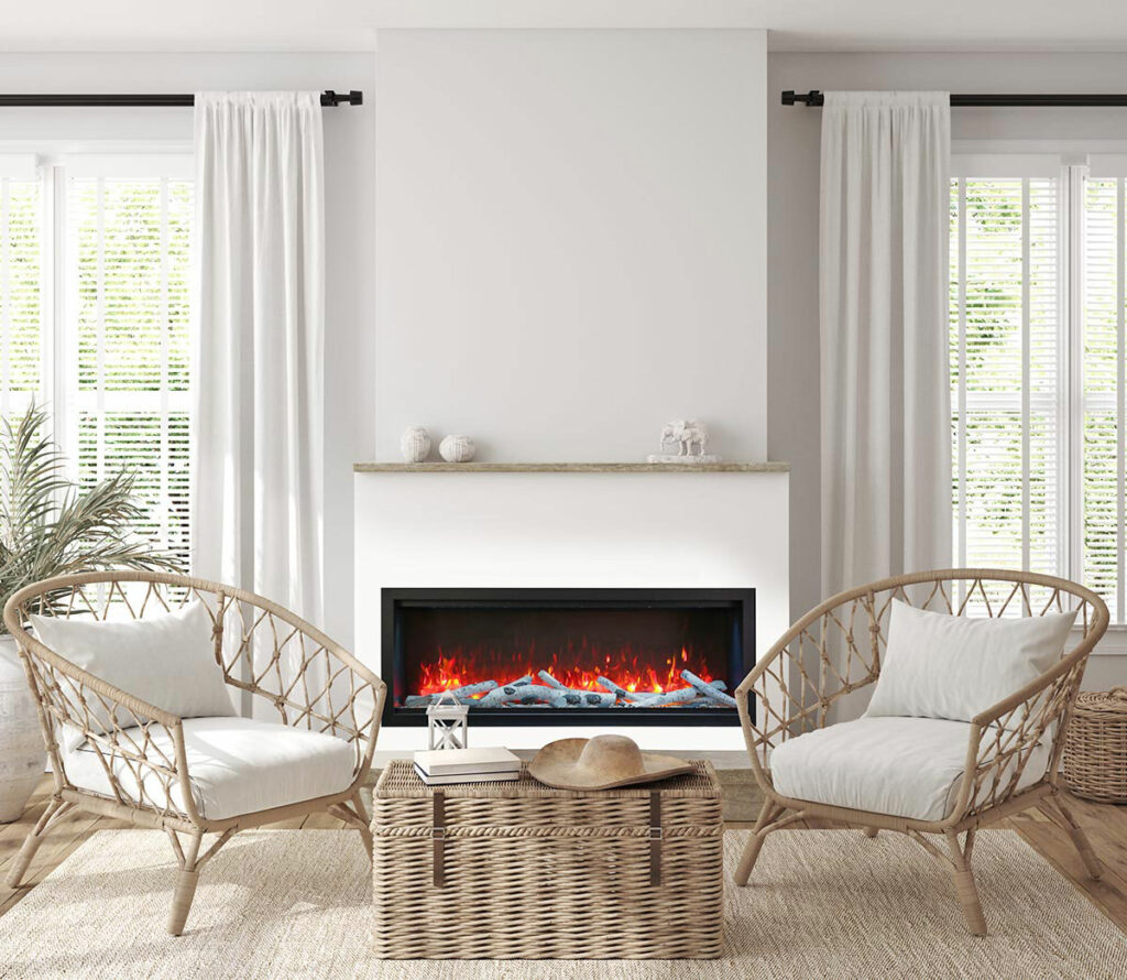 AMANTII SYM-60-XT-BESPOKE WITH BIRCH LOGS IN WHITE ROOM