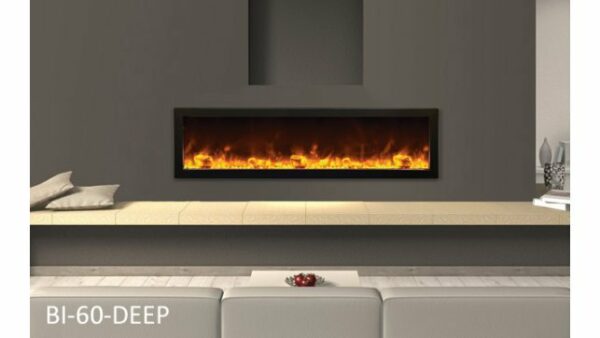 AMANTII BI-60-DEEP BUILT-IN ELECTRIC FIREPLACE IN GRAY WALL