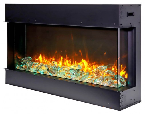 AMANTII 30-TRV-SLIM ELECTRIC FIREPLACE WITH YELLOW FLAMES AND ICE CHUNKS