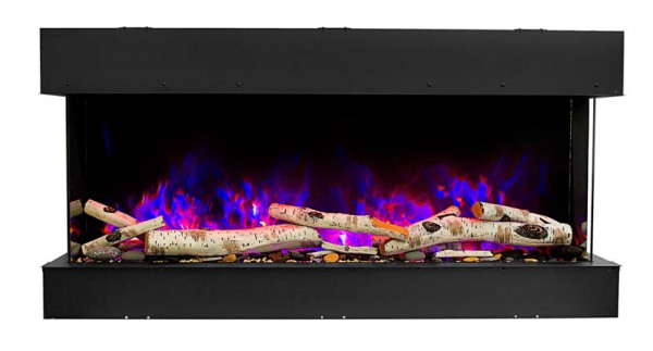AMANTII 60-TRV-SLIM ELECTRIC FIREPLACE WITH BIRCH LOGS AND VIOLET FLAMES