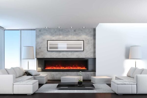 AMANTII BI-88-DEEP-XT BUILT-IN ELECTRIC FIREPLACE IN MODERN LIVING ROOM