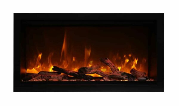 AMANTII SYM-34-XT ELECTRIC FIREPLACE WITH RUSTIC LOGS AND YELLOW FLAMES