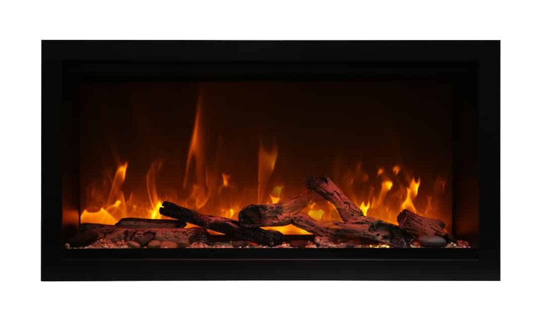 AMANTII SYM-34-XT ELECTRIC FIREPLACE WITH RUSTIC LOGS AND YELLOW FLAMES