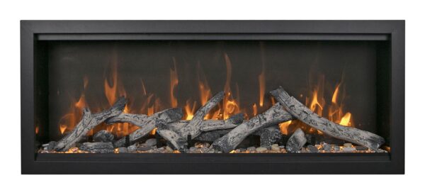 AMANTII SYM-50-XT-BESPOKE EXTRA-TALL ELECTRIC FIREPLACE WITH RUSTIC LOGS + YELLOW FLAMES