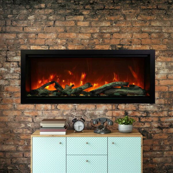 AMANTII SYM-50-XT WITH RUSTIC LOGS IN BRICK WALL