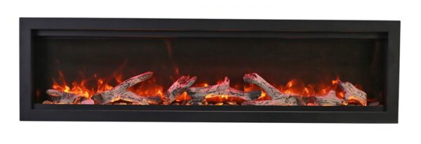 AMANTII SYM-60-BESPOKE LINEAR ELECTRIC FIREPLACE WITH RUSTIC LOGS AND ORANGE FLAMES