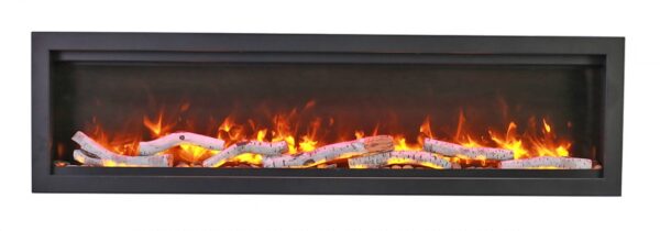 AMANTII SYM-74-BESPOKE LINEAR FIREPLACE WITH BIRCH LOGS