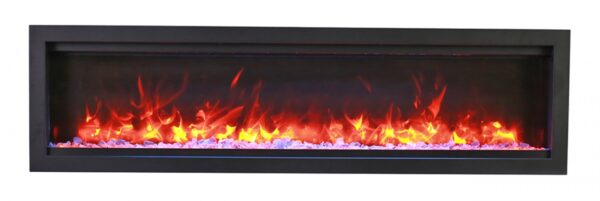 AMANTII SYM-74-BESPOKE LINEAR ELECTRIC FIREPLACE WIHT RED FLAMES