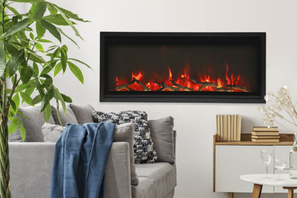 AMANTII SYM-SLIM-42 EXTRA-SLIM ELECTRIC FIREPLACE IN LIVING ROOM WALL