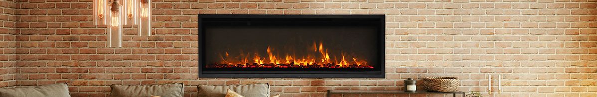 AMANTII SYM-SLIM-60 EXTRA-SLIM ELECTRIC FIREPLACE IN LOFT BRICK WALL