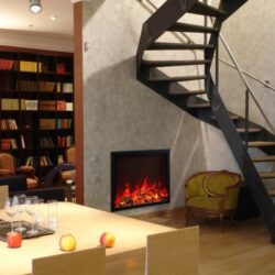 AMANTII TRD-48 ELECTRIC FIREPLACE UNDER SPIRAL STAIRCASE