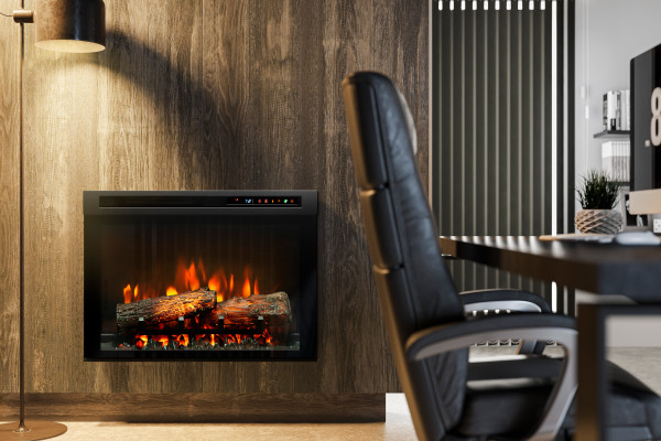 DIMPLEX XHD26L ELECTRIC FIREPLACE INSERT IN HOME OFFICE WALL