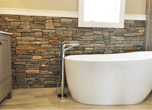 ERTHCOVERINGS MOUNTAIN LEDGESTONE SIERRA PLAIN ON BATHROOM WALL