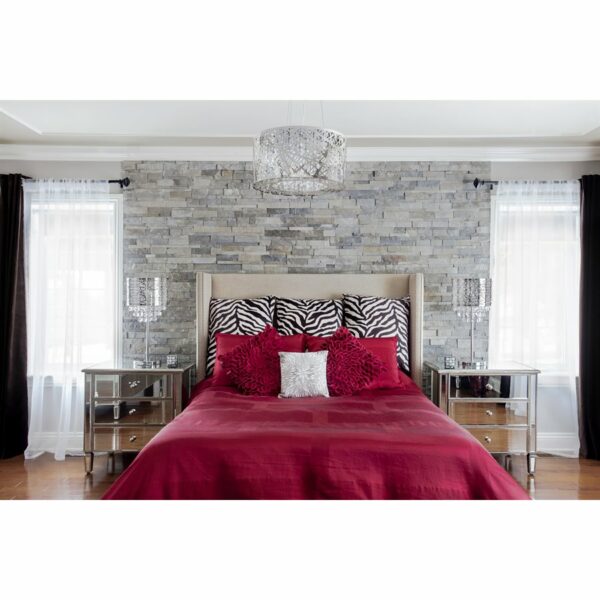 IMPEX ALPINE STONE PANELS ON BEDROOM WALL