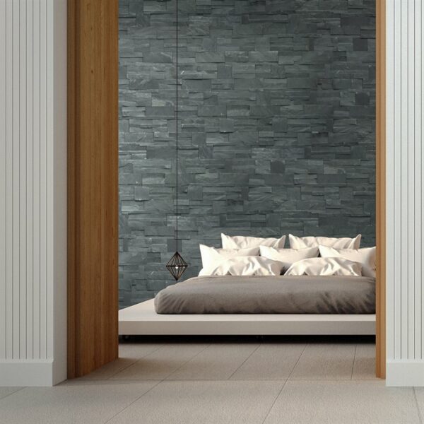 IMPEX GRAPHITE STONE VENEER IN BEDROOM