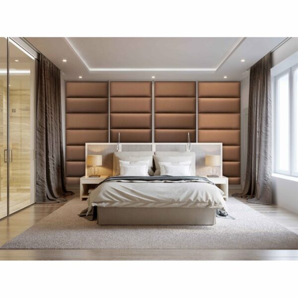 IMPLEX BRONZE FAUX LEATHER WALL PANEL BEDROOM