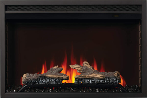 NAPOLEON CINEVIEW ELECTRIC FIREPLACE WITH LOGS AND ORANGE FLAMES