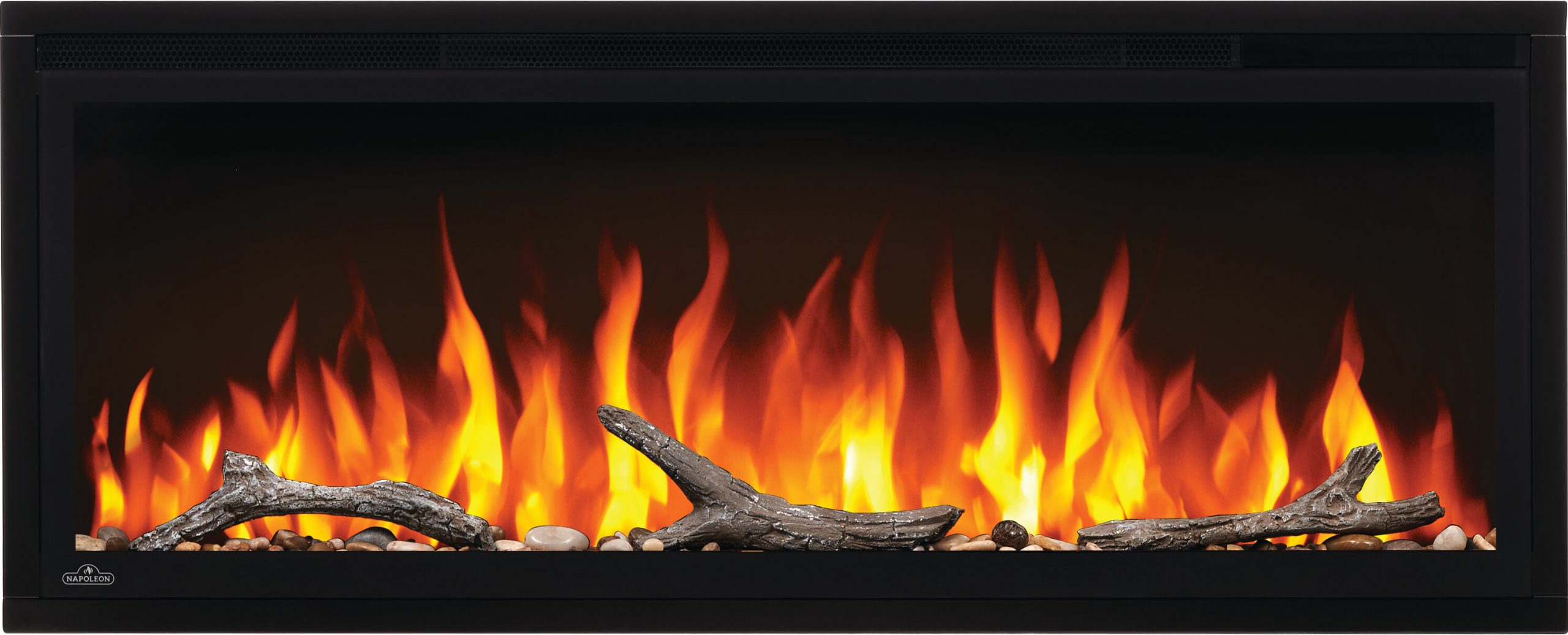 NAPOLEON ENTICE NEFL42CFH LINEAR ELECTRIC FIREPLACE WITH ORANGE FLAMES + DRIFTWOOD KIT