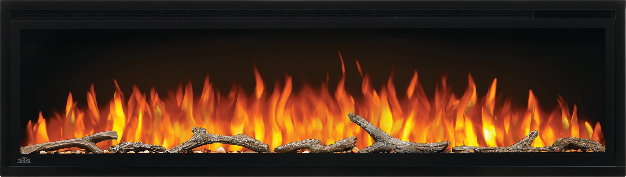 NAPOLEON ENTICE NEFL60CFH LINEAR ELECTRIC FIREPLACE WITH ORANGE FLAMES + DRIFTWOOD