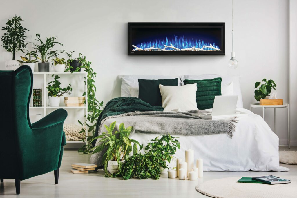 NAPOLEON ENTICE WALL-MOUNT ELECTRIC FIREPLACE NEFL50CFH IN BEDROOM
