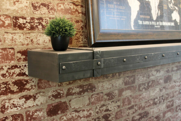 STOLL MANTEL SHELF WITH AGED IRON BANDING