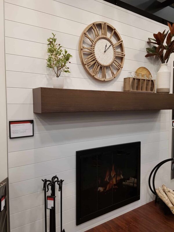 STOLL WOODGRAIN MANTEL SHELF ON SHIPLAP WALLS