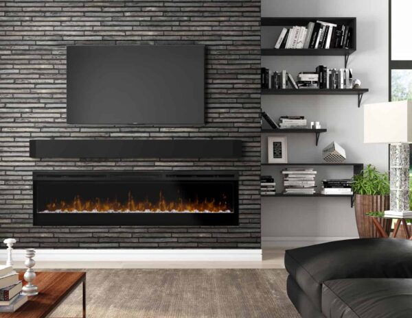 DIMPLEX BLF7451 IN BLACK TILE WALL WITH TV