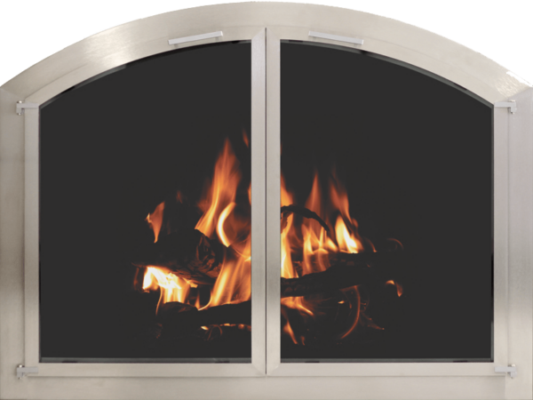 STOLL ARCHED STAINLESS STEEL FIREPLACE DOORS