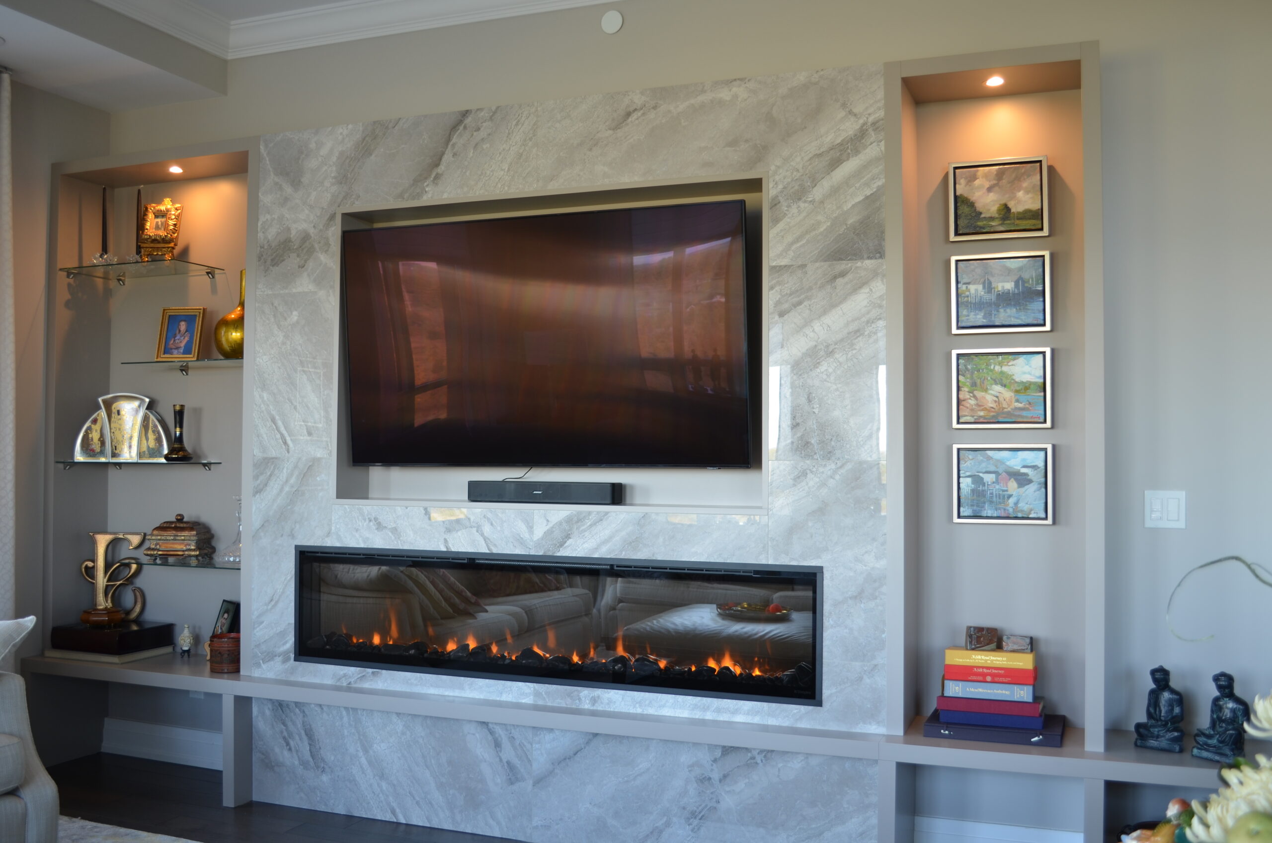 Dimplex XLF74 Ignite fireplace in a custom design. 