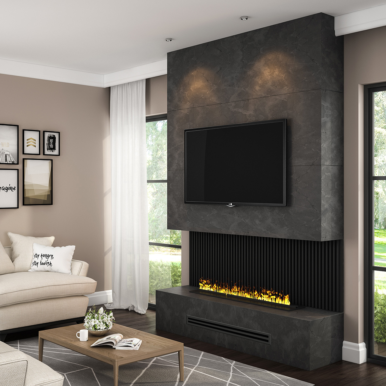 How to make an electric fireplace look real Stylish Fireplaces