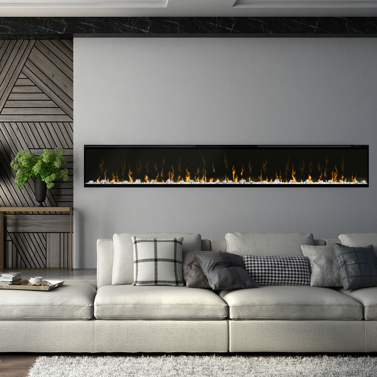 In wall mounted electric fireplaces