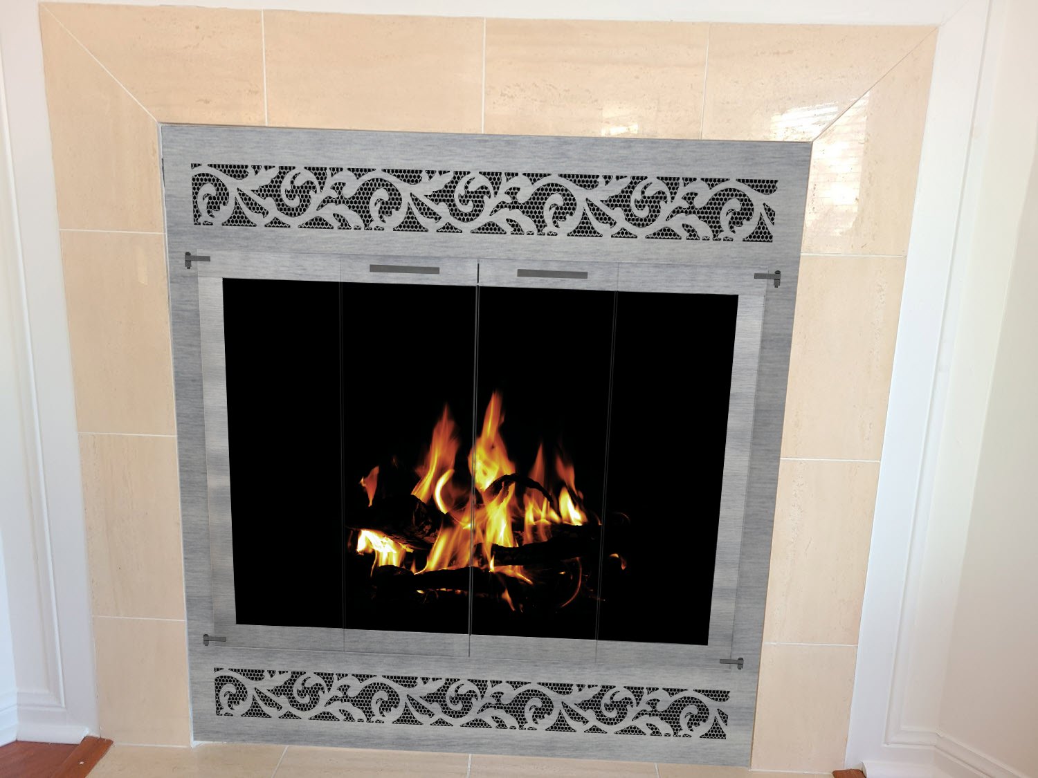 Zero-clearance wood-burning fireplace reface