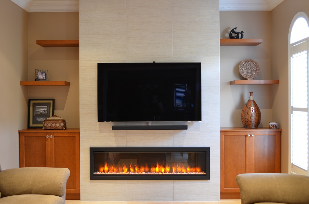 AMANTII SYM-60 ELECTRIC FIREPLACE IN TV WALL