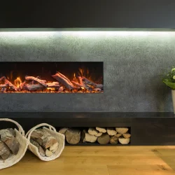 AMANTII TRV-45-BESPOKE L-SHAPED ELECTRIC FIREPLACE IN GREY WALL