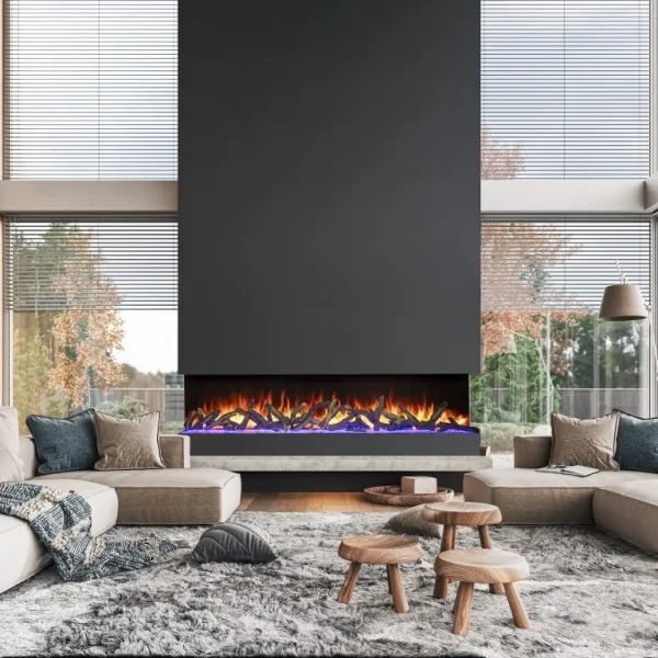 AMANTII TRV-45-BESPOKE 3-SIDED ELECTRIC FIREPLACE LIVING ROOM