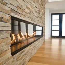 Stonerox Virginia Ledgeston natural stone fireplace wall