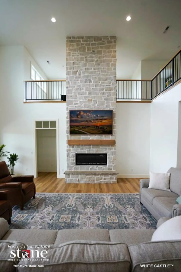 Stonerox White Castle natural stone fireplace