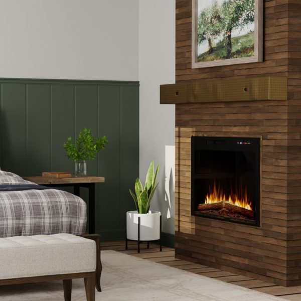 Dimplex Vital Spark electric fireplace in bedroom