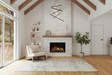 Amantii RusticStone electric fireplace room setting
